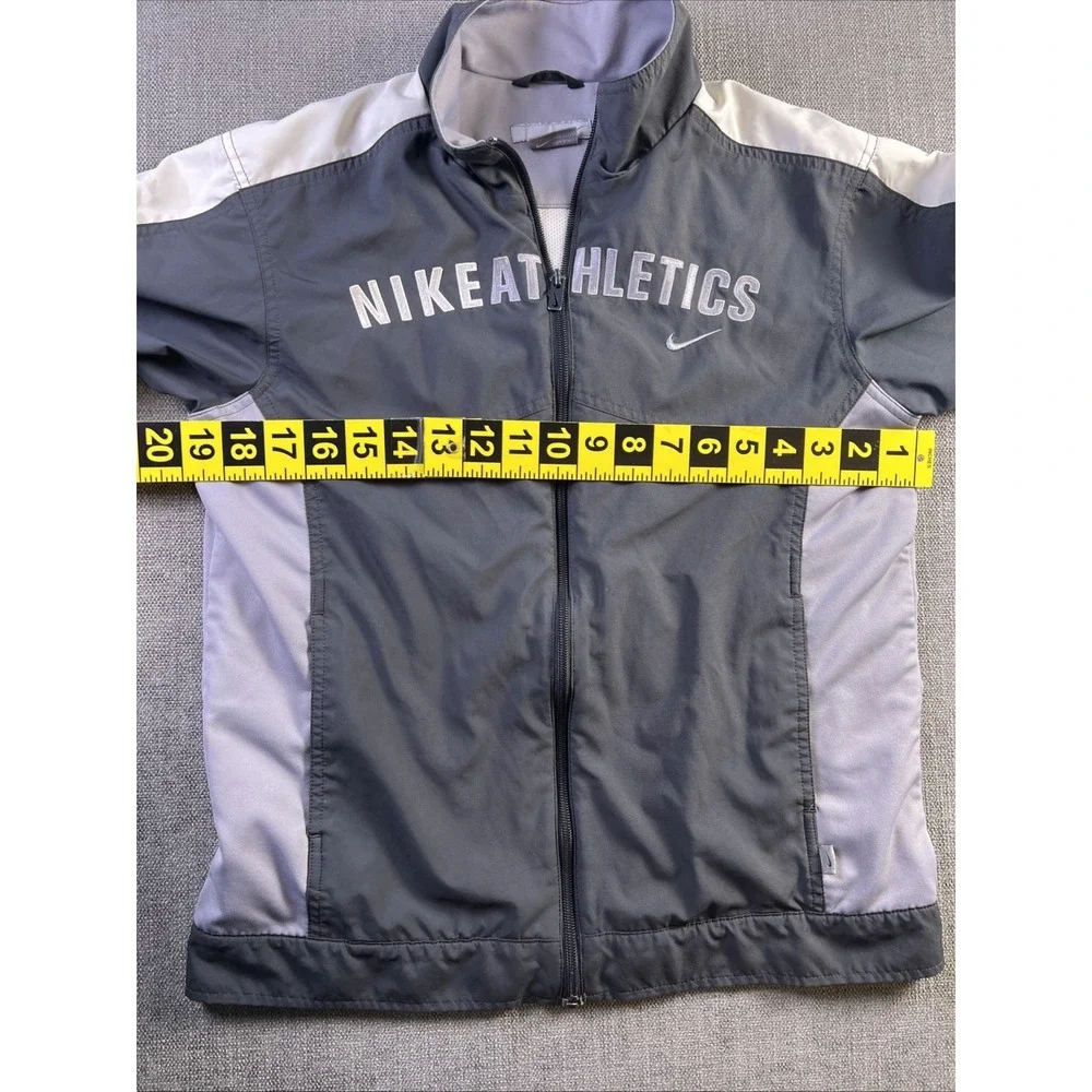 Vintage Nike Track Jacket Women's L 14-16 Full Zip Spellout 90s Gray Gym‎ Train